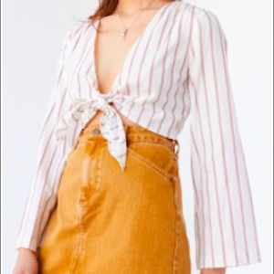 Urban Outfitters Tie-Front Striped Cropped Top